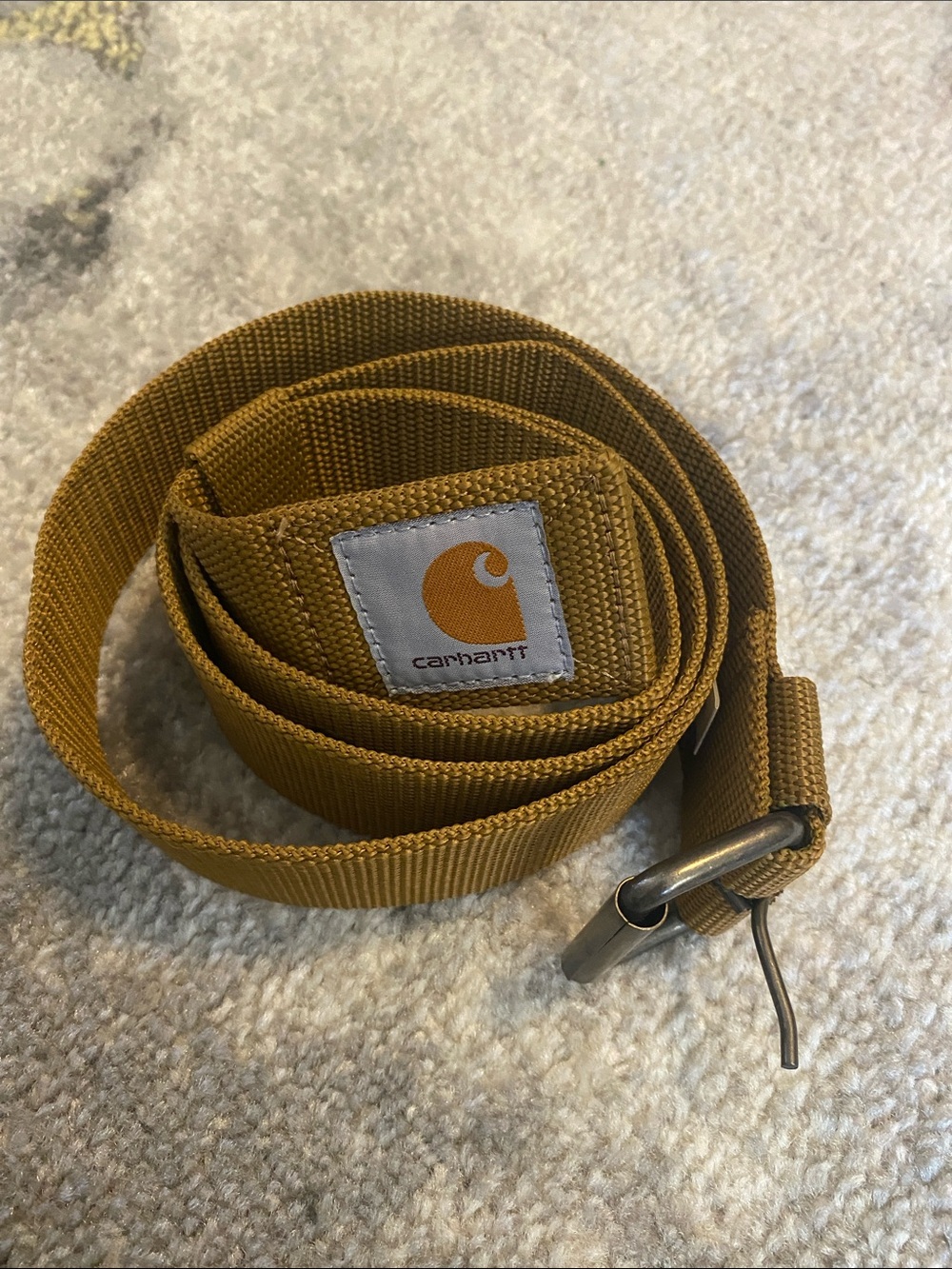 Carhartt Mustard Brown Webbing Belt with Metal Buckle